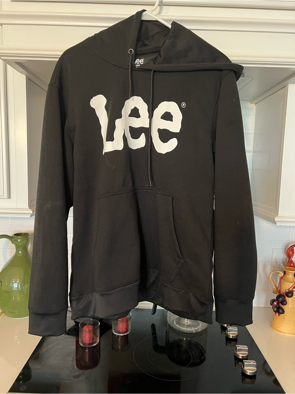 LEE Brand VINTAGE Men's Black Hoodie with White Logo NEVER WORN
